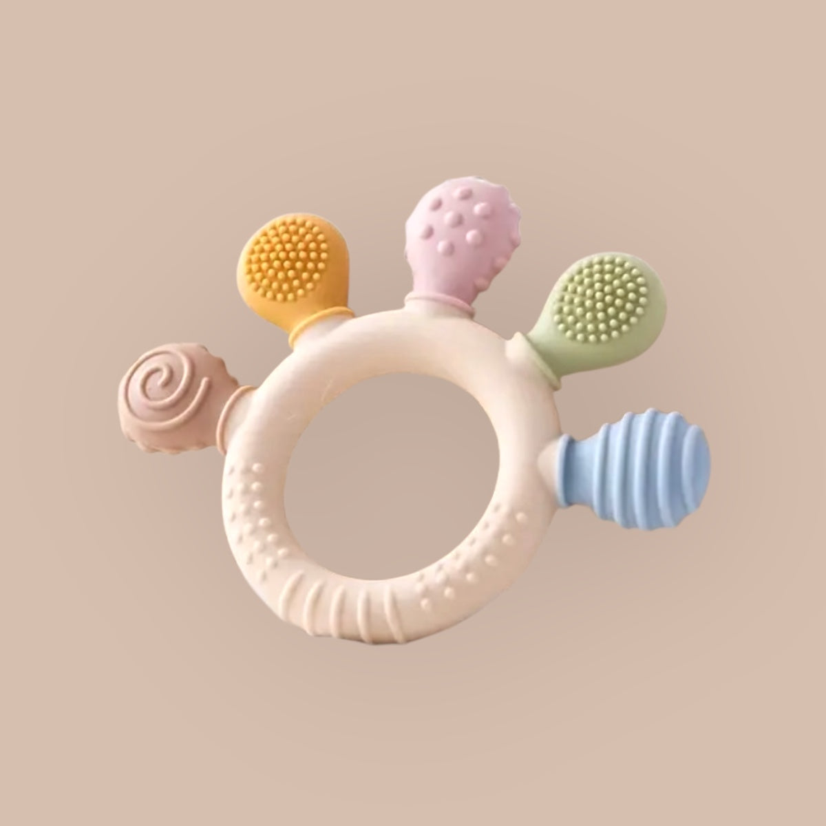 Silicone Sensory Teething Ring โ Pastel Edition ๐