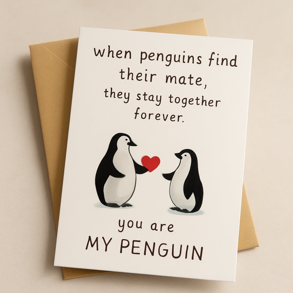 Romantic love card with penguins- you are my penguin design