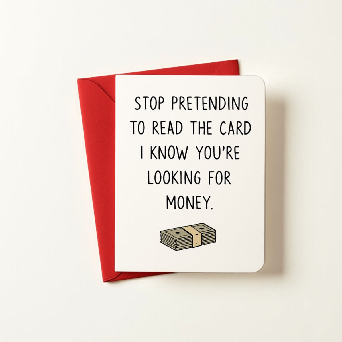 Humorous greeting card for cash gift