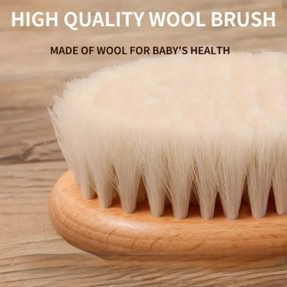 Natural baby hair brush with fine wool bristles for newborn 