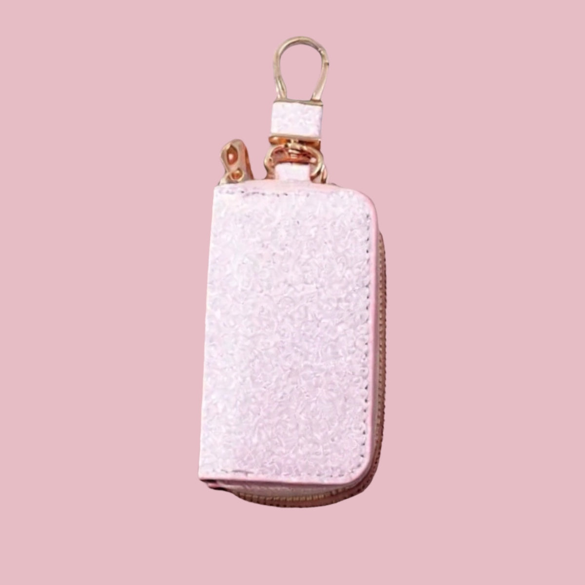 ✨ Glitter Car Key Holder with Zipper & Gold Clip ✨