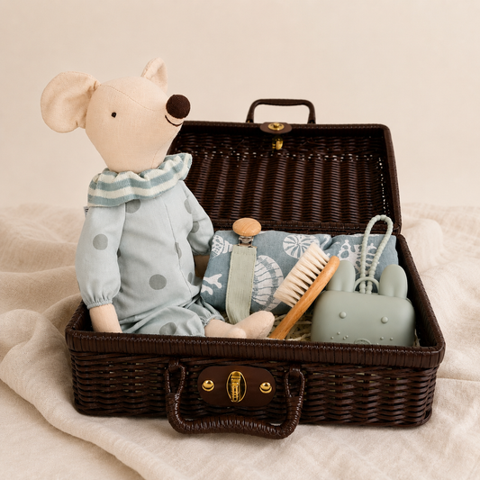 Mouse heirloom baby hamper sage edition — premium newborn gift set Australia | Wrap With Love