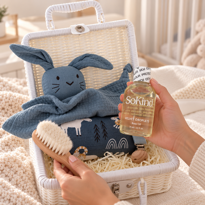 Mini Heirloom Newborn Gift Hamper & Keepsake Suitcase | Dusty Blue Edition