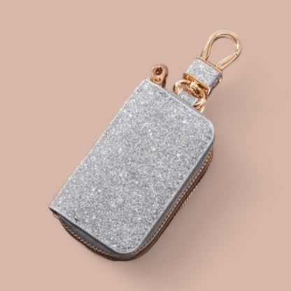 Glitter Car Key Holder with Zipper & Gold Clip