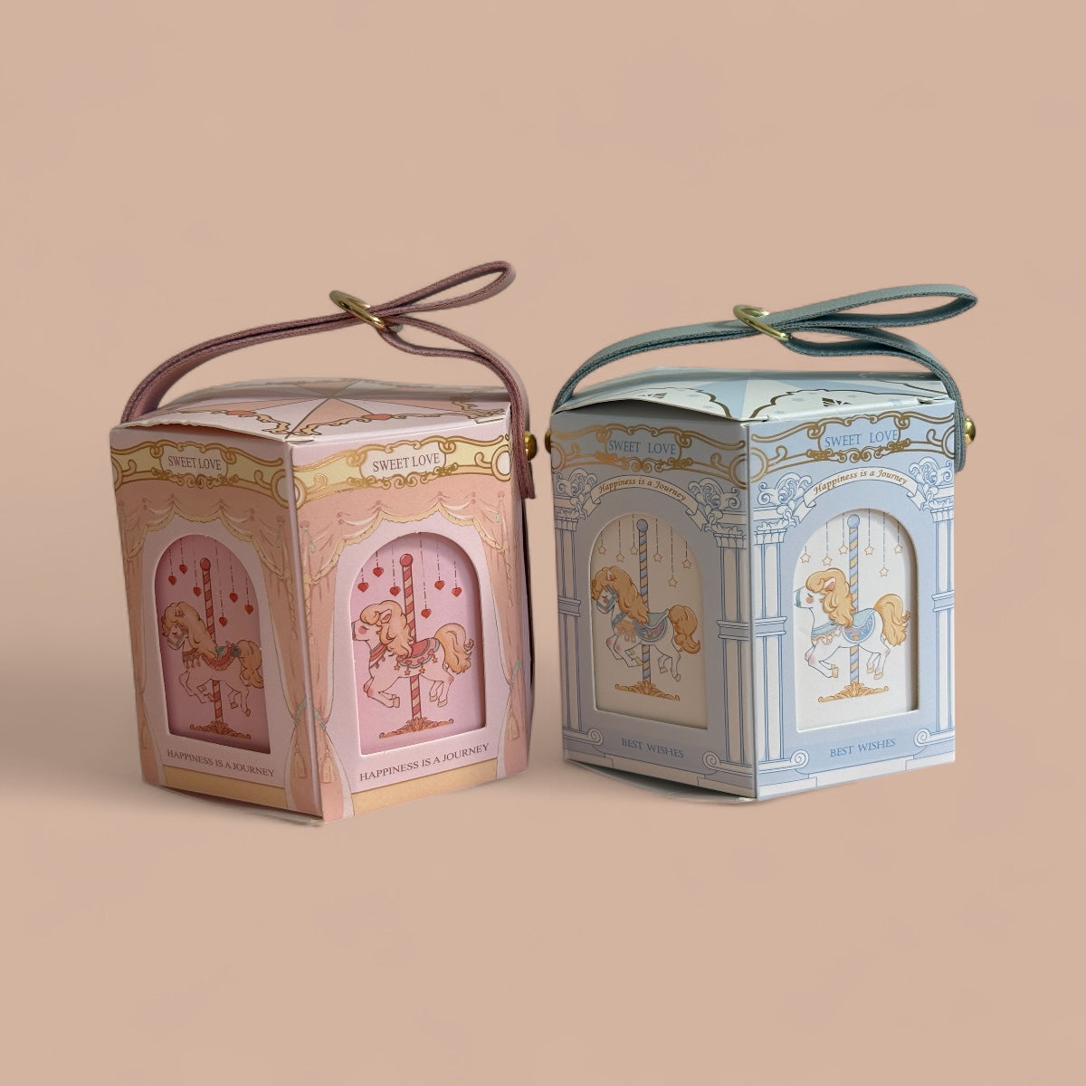 Set of handmade gift boxes with strap- Sweet and elegant