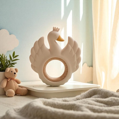 Swan silicone teether made from BPA-Free food-grade silicone for babies