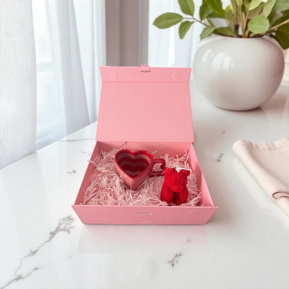 romantic ceramic mug and teddy candle gift hamper for especial occasions