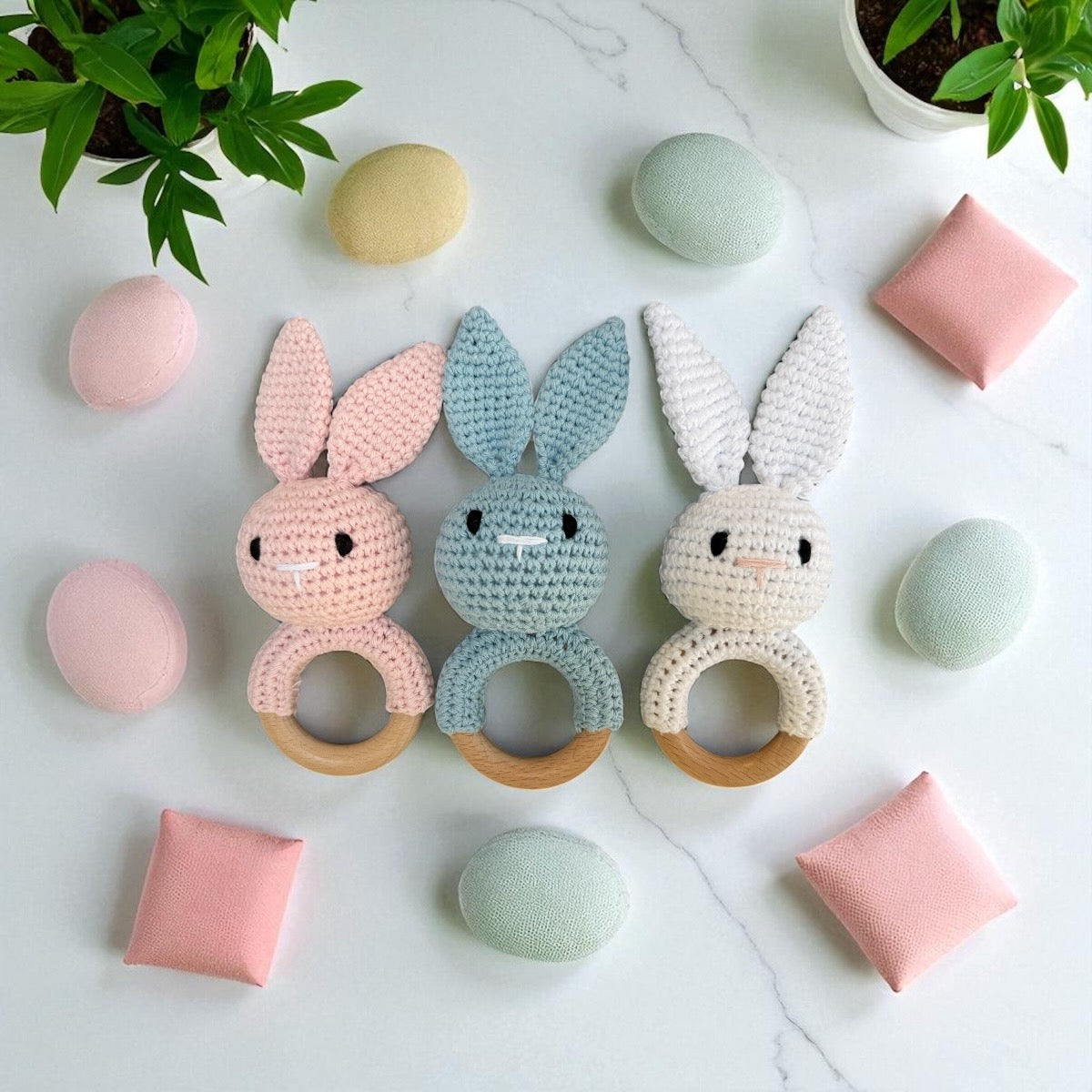 🍼 Crochet Bunny Rattle – Soft, Natural & Handmade