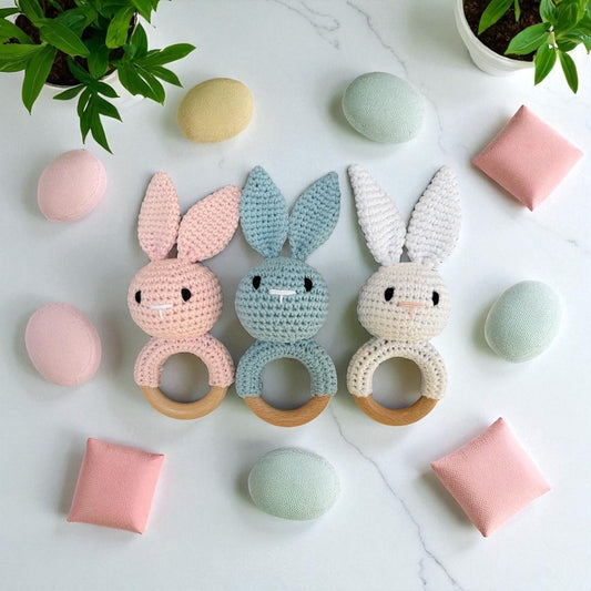 🍼 Crochet Bunny Rattle – Soft, Natural & Handmade