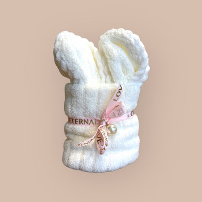 Baby bunny mini towel in ivory cotton for gentle baby care
