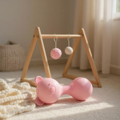 Silicone bear rattle. baby toy ins soft pastel colours, sensory newborn toy BPA- free