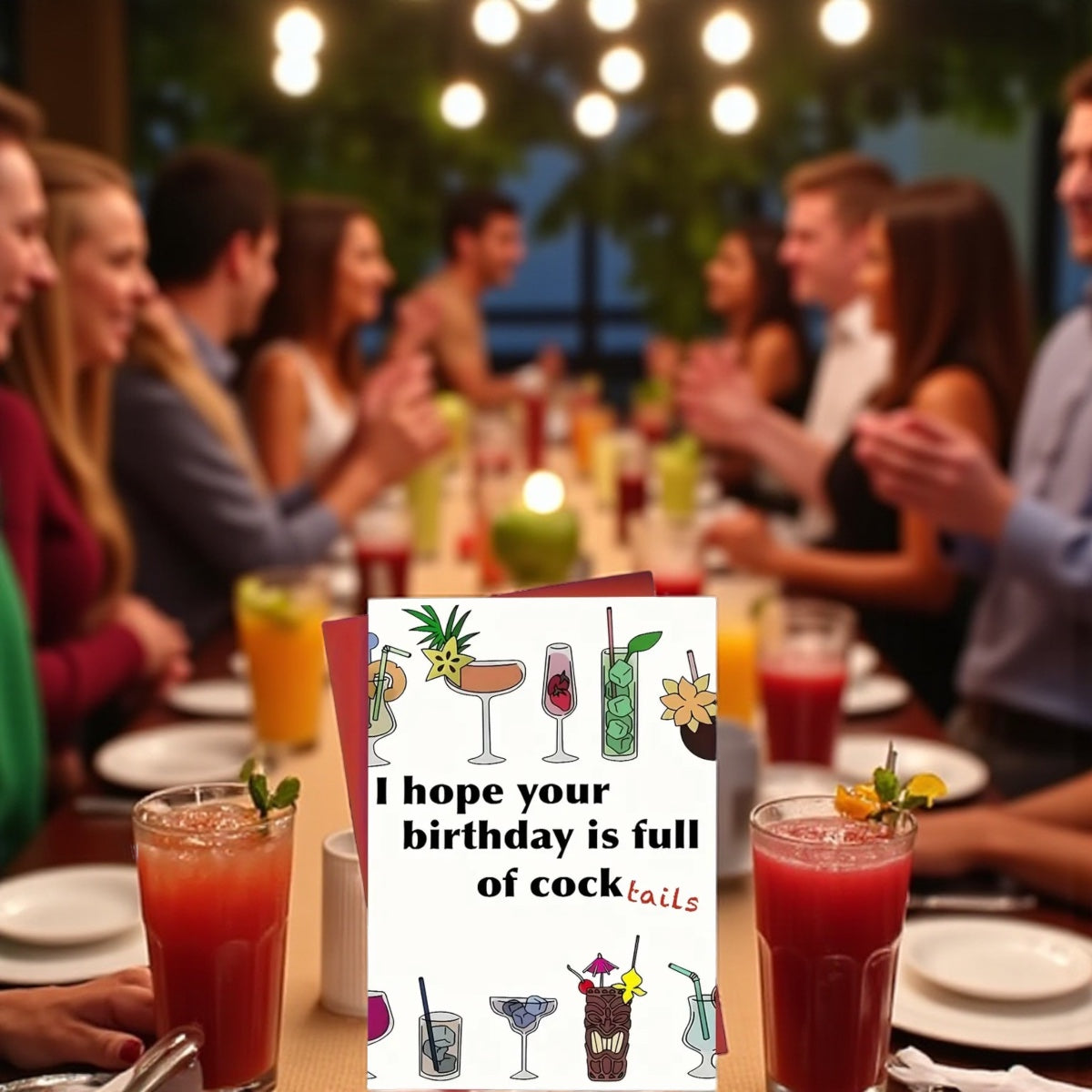 Funny birthday card with cocktails design