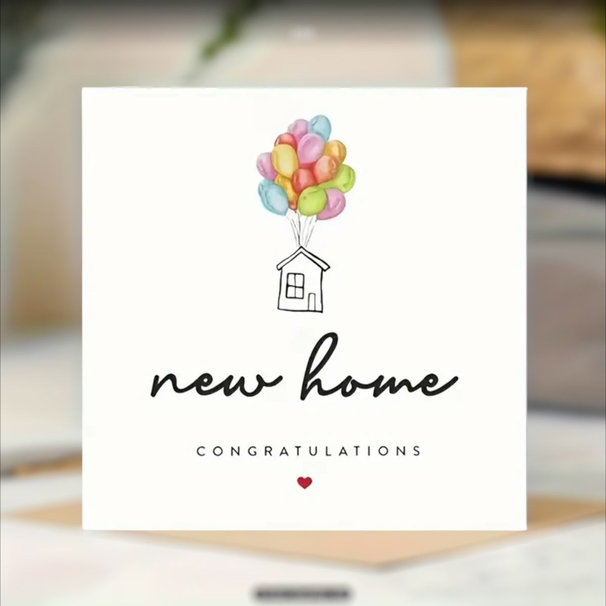 New home congratulations card- house with balloons design