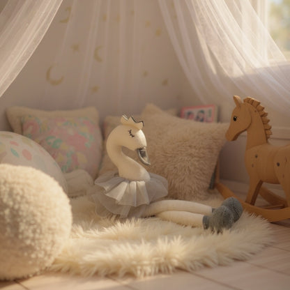 Elegant swan plush for baby hampers and newborn gifts