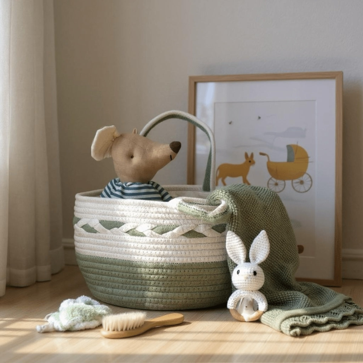 🧺✨ Boho Baby Storage Basket – Sweet & Practical Organizer