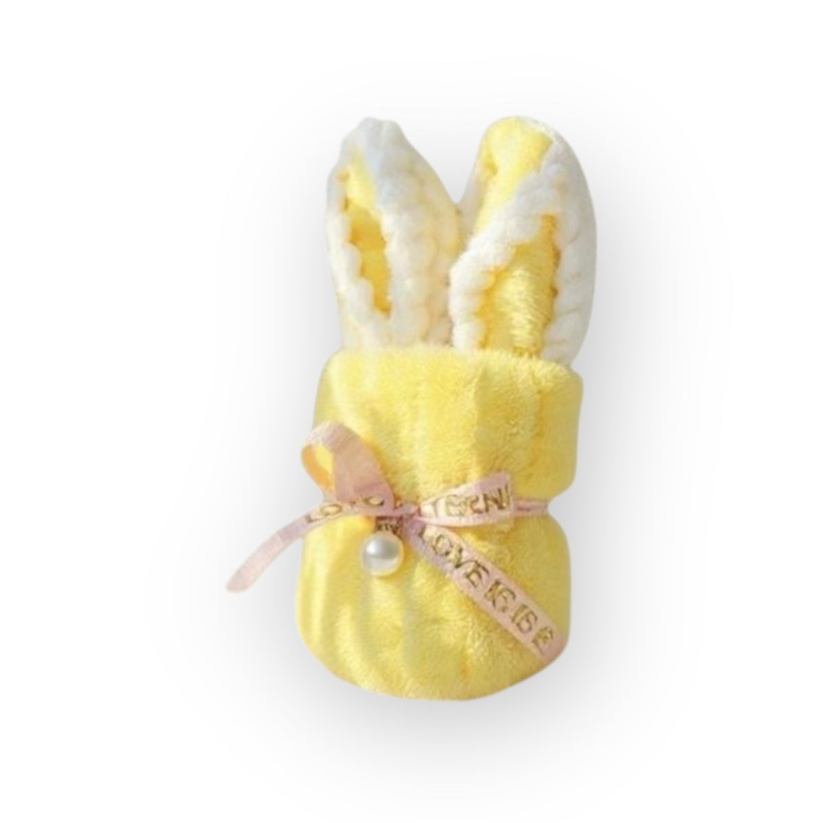 Baby bunny mini towel in soft mustard cotton for infants