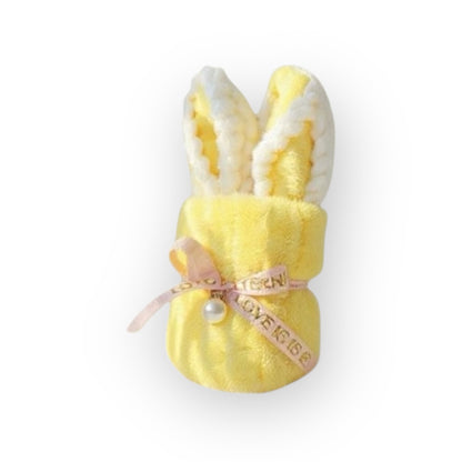 Baby bunny mini towel in soft mustard cotton for infants