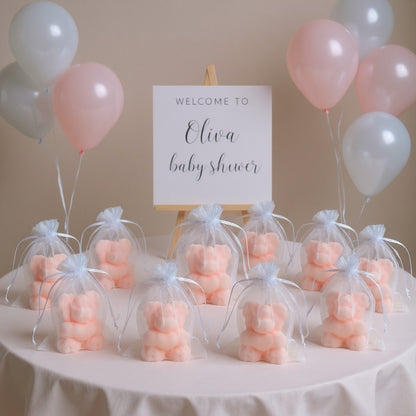 Handmade Teddy Bear Candles/  Baby Shower & First Birthday Favours