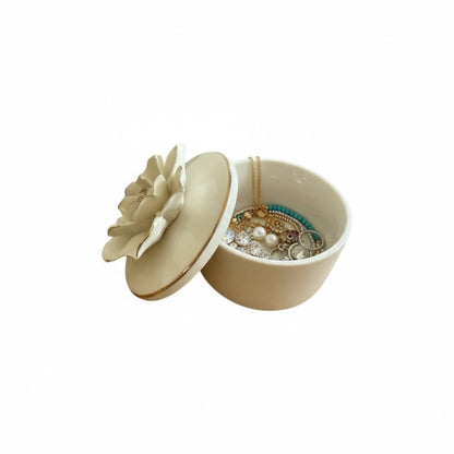 White Ceramic Flower Jewellery Box