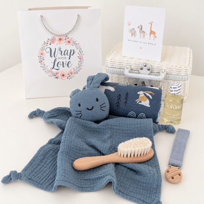 Mini Heirloom Newborn Gift Hamper & Keepsake Suitcase | Dusty Blue Edition