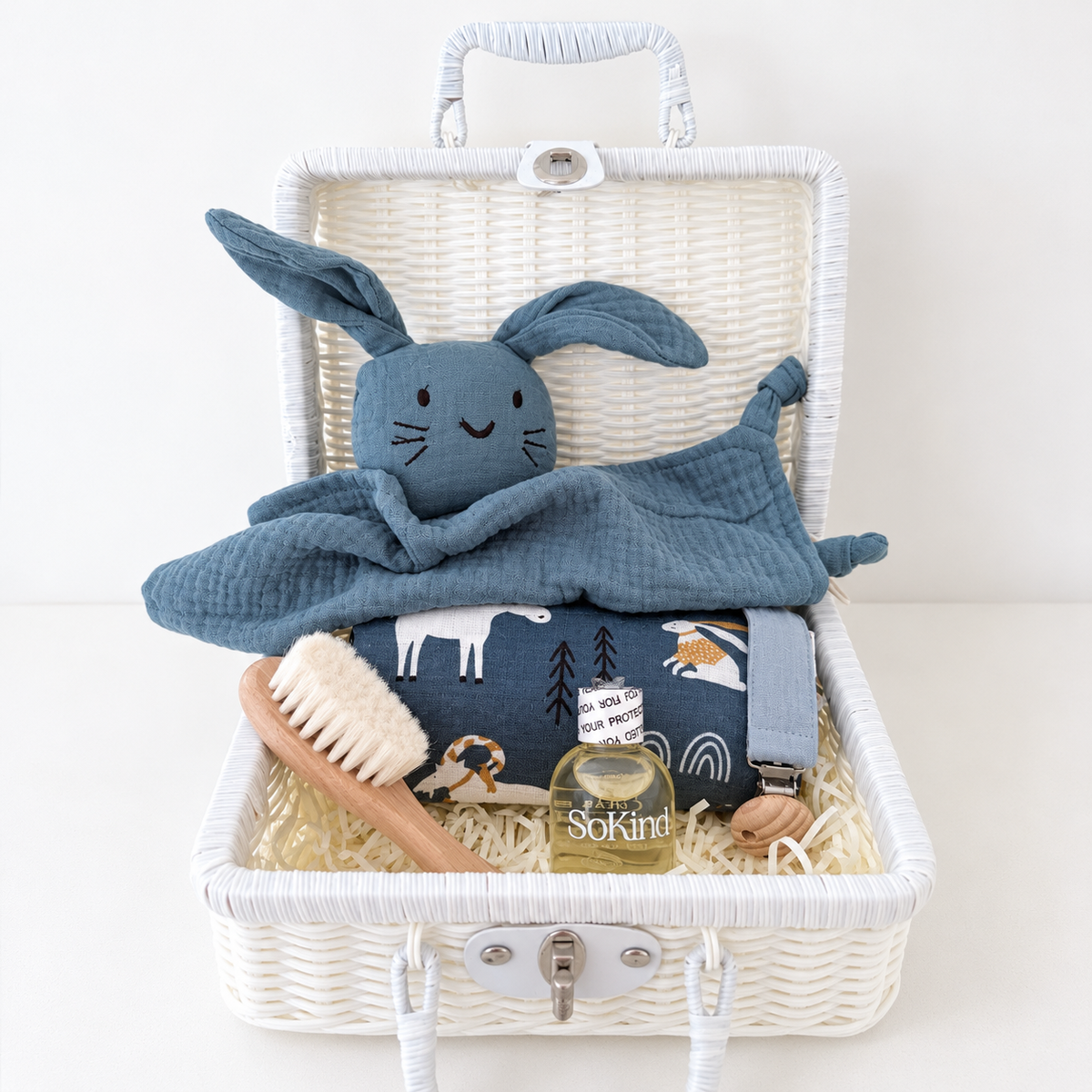 Mini Heirloom Newborn Gift Hamper & Keepsake Suitcase | Dusty Blue Edition