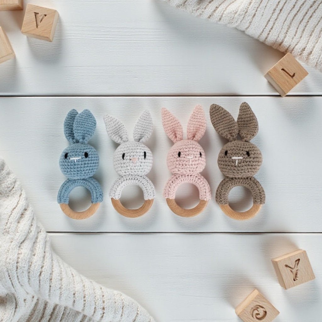 Crochet Bunny Rattle | Soft, Natural & Handmade - Wrap With Love