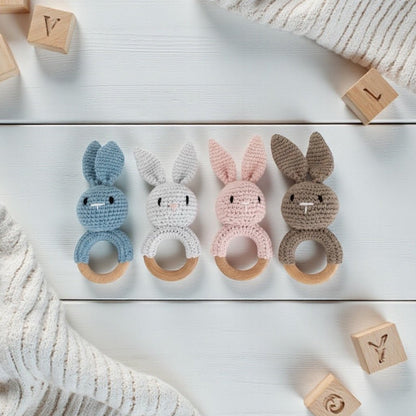 Crochet Bunny Rattle | Soft, Natural & Handmade - Wrap With Love