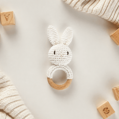 Crochet Bunny Rattle | Soft, Natural & Handmade - Wrap With Love