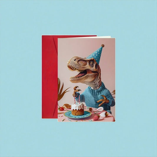 Dino Party Sweater – Funny Birthday Card - Wrap With Love