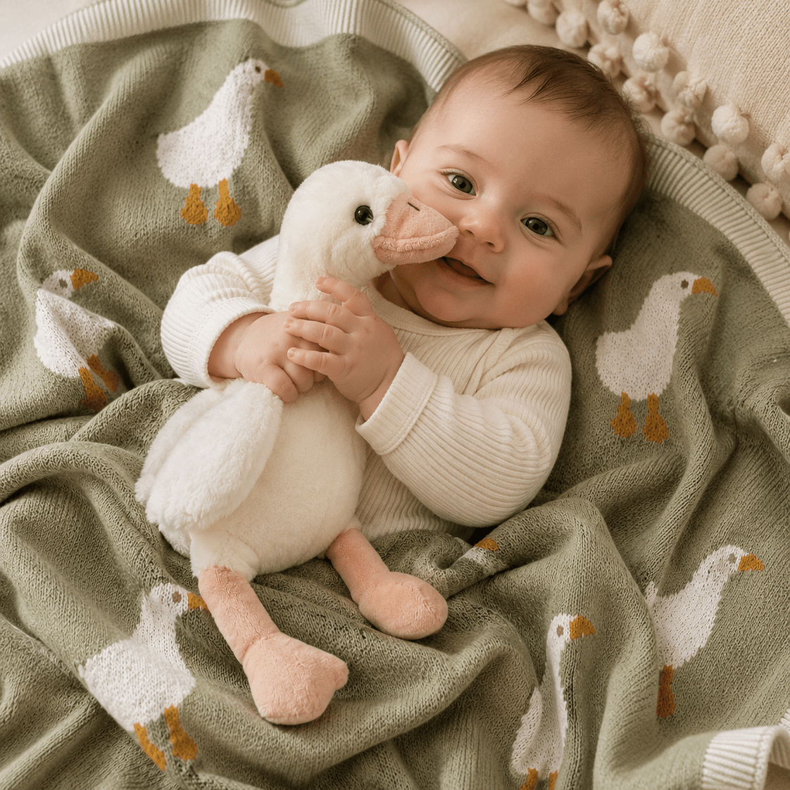 Goose Gift Set | Organic Baby Blanket & Goose Plush Toy - Wrap With Love