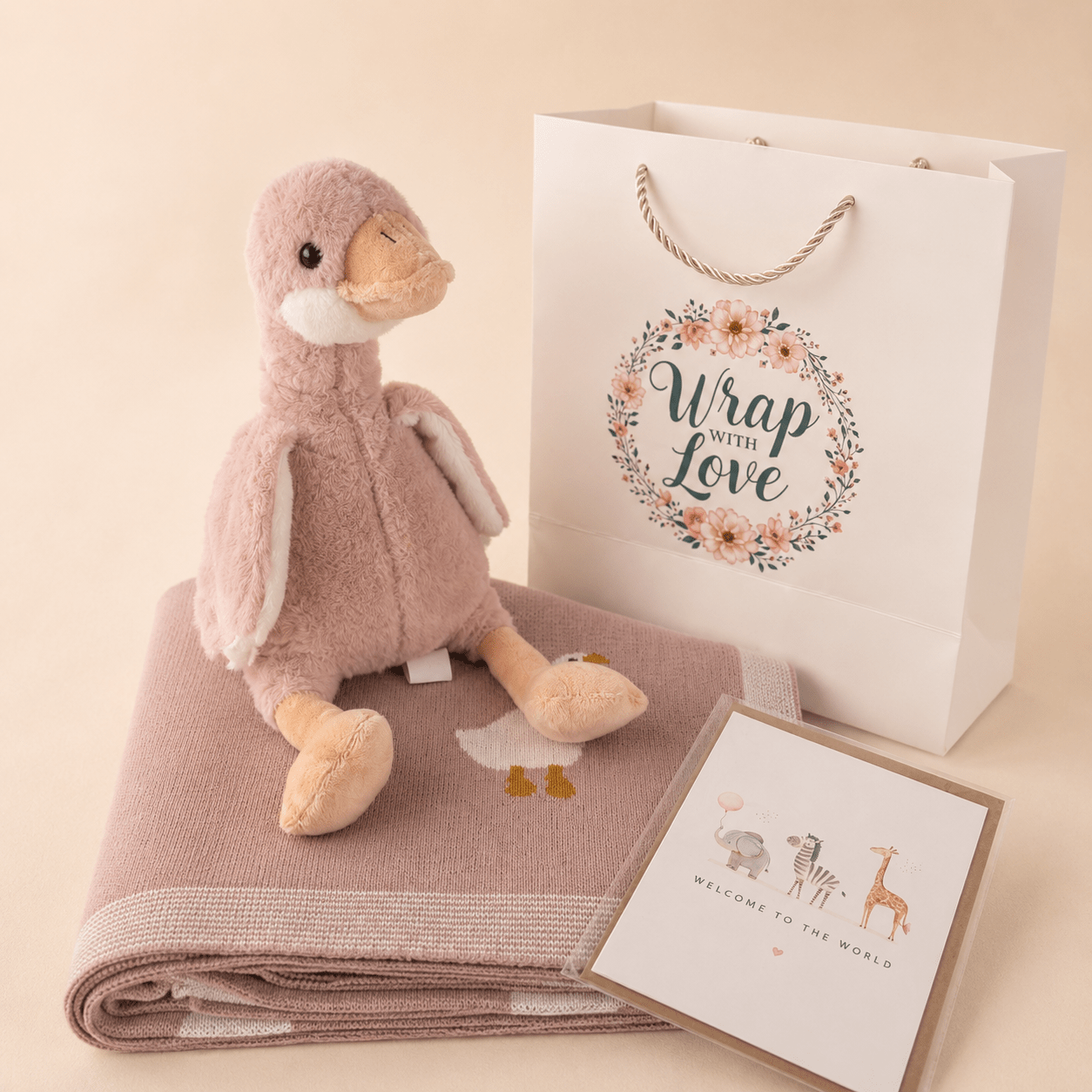 Goose Gift Set | Organic Baby Blanket & Goose Plush Toy - Wrap With Love