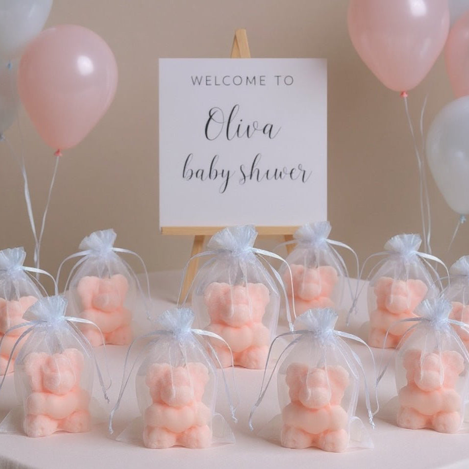 Handmade Teddy Bear Candles | Baby Shower & Birthday Favours - Wrap With Love