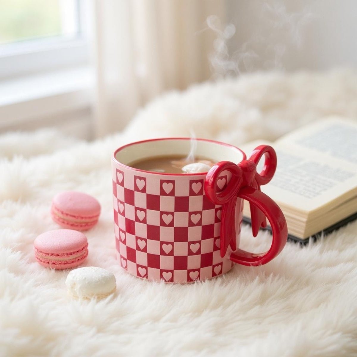 Heart Chequered Ceramic Mug - Wrap With Love