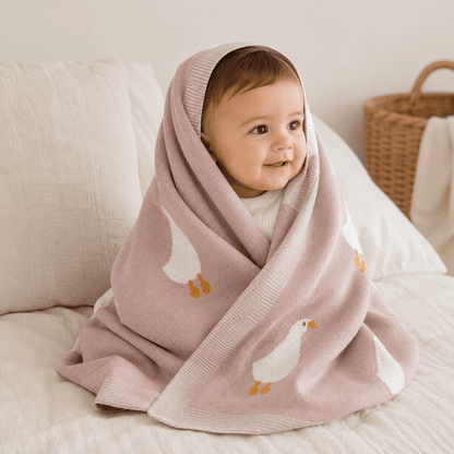 Knitted Baby Blanket | Organic Cotton | Goose & Rainbow - Wrap With Love
