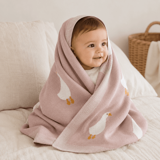 Knitted Baby Blanket | Organic Cotton | Goose & Rainbow - Wrap With Love