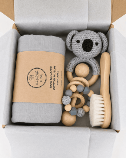 Koala Baby Gift Box | Organic Muslin Swaddle Gift Set - Wrap With Love