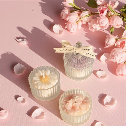 Luxury Floral Glass Jar Candles - Wrap With Love