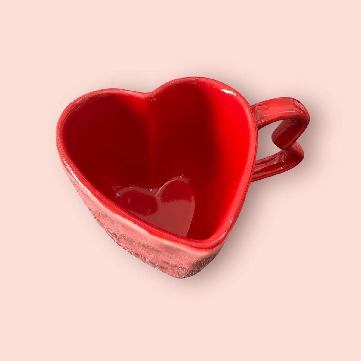 Glossy red heart-shaped ceramic mug | Wrap With Love