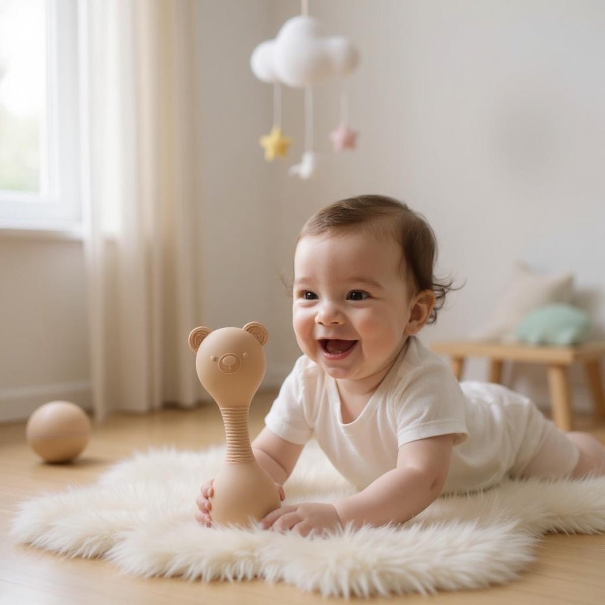 Silicone Bear Rattle | Gentle Sounds & Soft Chews - Wrap With Love
