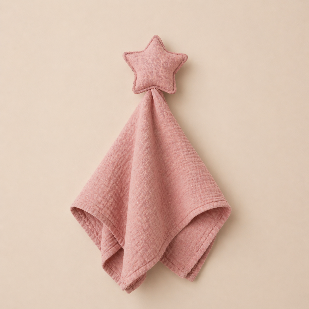 Dusty pink baby muslin with star comforter soft security blanket