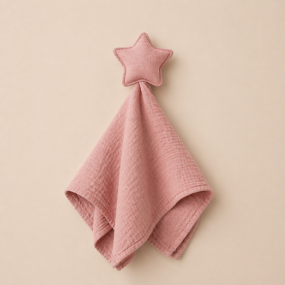 Dusty pink baby muslin with star comforter soft security blanket