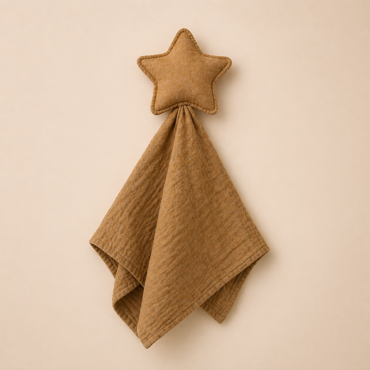 Brown baby muslin with star comforter soft security blanket