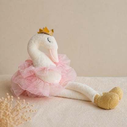 Swan plush toy from swan heirloom suitcase baby gift set