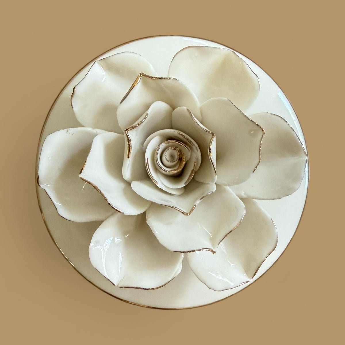 White Ceramic Flower Jewellery Box | Elegant Floral Design - Wrap With Love